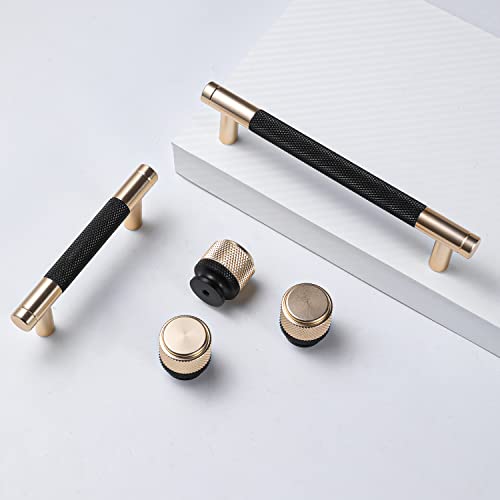 12 Pack 5 Inch 128 mm Barrel Cabinet Pulls Gold and Black Cupboard Aluminum Handles Drawer Pull Cabinet Handles - color: Gold and Black, size: 5 Inch