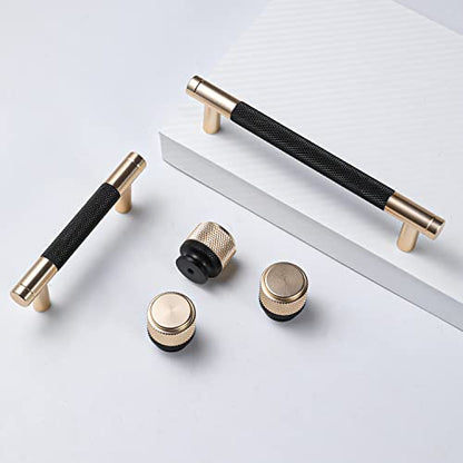 12 Pack 5 Inch 128 mm Barrel Cabinet Pulls Gold and Black Cupboard Aluminum Handles Drawer Pull Cabinet Handles - color: Gold and Black, size: 5 Inch
