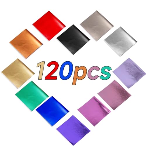 Jakuhaga Gold Leaf Sheets, 12 Colors, 120 Sheets for Resin Art - color: Multicolor