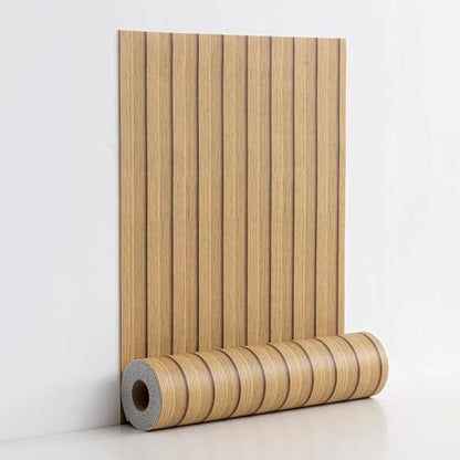 Haimin Wood Grain Slat Wall Panels Peel and Stick Faux Wood Thick Wallpaper - color: Yellow Oak