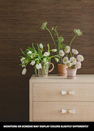 NuWallpaper x Society Social Brown Classic Faux Grasscloth Peel & Stick Wallpaper, SSS6010 - color: Brown