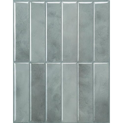 Smart Tiles Peel and Stick backsplash, Stacked Frost Gray, 11.43"x9" - color: Frost Gray