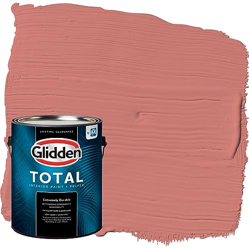 Glidden Total Interior Wall Paint & Primer All-in-One, Chili Pepper/Pink, Flat, 1 Gallon - color: Chili Pepper