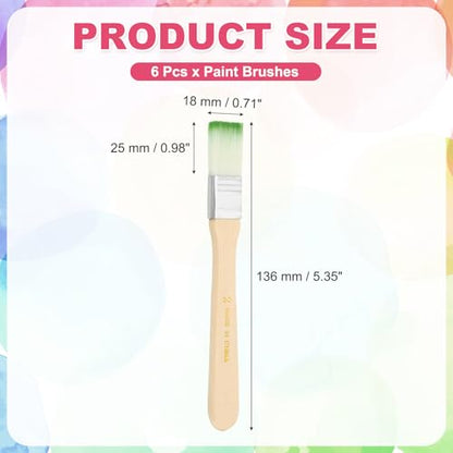 PATIKIL 6Pcs Wooden Paint Brush Set, 5.4" Nylon Bristle Flat Brushes #2 - color: Green/White, size: #2