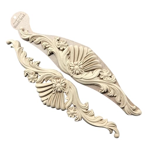 WoodUbend WUB1215 Pack of 2 Pediment Applique - Heat Bendable & Flexible Wood Onlays 10x42cm - DIY Craft, Furniture & Home Decor - Easy to Apply & Paint - Versatile, Reusable & Decorative Decals - size: WUB1215