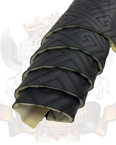 Vinyl Quilted Foam Fabric with 3/8" Foam Backing Upholstery / 52" Wide/Sold by The Yard/FABRIC EMPIRE (Black Grecca with HQ Black Thread, Greek Key) - color: Black, size: Greek Key