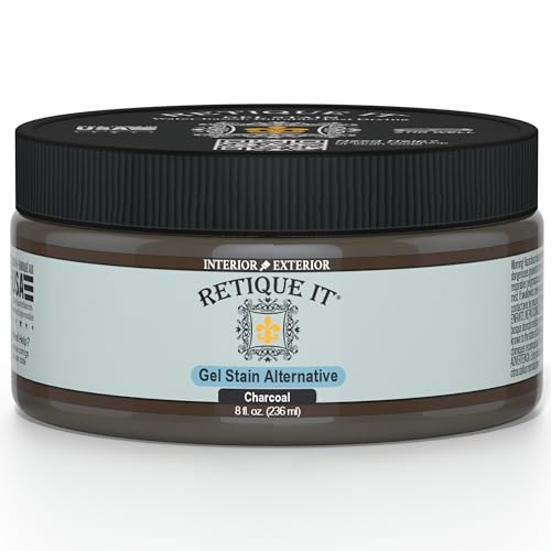 Gel Stain by Retique It, Thin Water-Based Gel Stain/Paint Glaze and Wood Stain Hybrid Charcoal - color: 45 Charcoal, size: 8 Ounce Stain