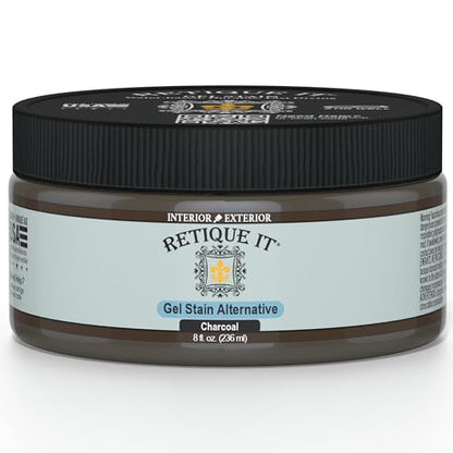 Gel Stain by Retique It, Thin Water-Based Gel Stain/Paint Glaze and Wood Stain Hybrid Charcoal - color: 45 Charcoal, size: 8 Ounce Stain