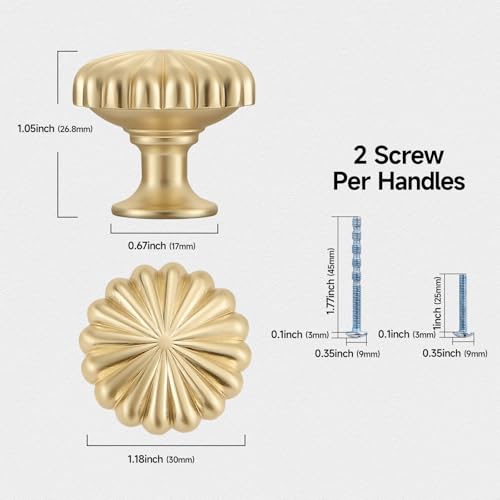 Brushed Gold Cabinet Knobs，10 Pack Solid Drawer Pulls for Dressers - color: Brushed Gold