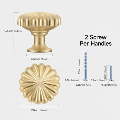 Brushed Gold Cabinet Knobs，10 Pack Solid Drawer Pulls for Dressers - color: Brushed Gold