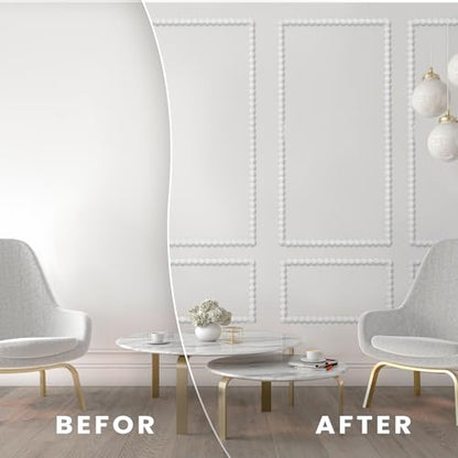 Leinuosen Flexible Bead Molding Trim Peel and Stick White 10ft /20 mm - color: White, size: 10ft /20 mm