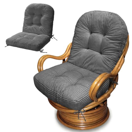Swivel Rocking Chair Cushion, 48"x24"x6" Egg Chair Cushions with Corduroy Cover for Indoor/Outdoor Use,Waterproof and Fade-Resistant(Grey) - color: Grey
