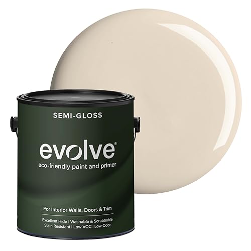 Evolve Interior Paint & Primer, Four Sheens, 1-Gallon & 5-Gallon, Designer Curated Color Palette – One-Coat Coverage, Excellent Hide, Low VOC, Low Odor, Washable Paint for Walls, Ceilings & Trim - Semi-Gloss Sheen Beach Beige, 1 Gallon (128. fl.Oz)) - col