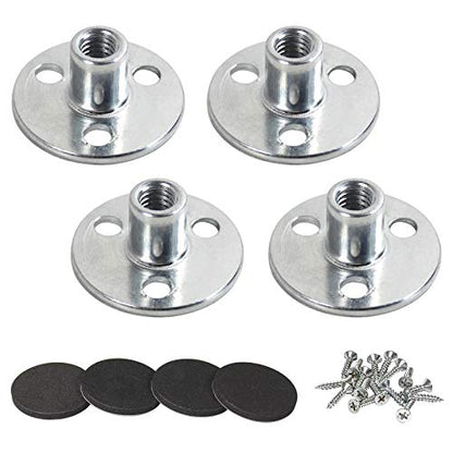 5/16'' Round Base Screw-in T-Nuts Furniture Sofa Hardware with Screw and Rubber Pad Set of 4 - size: 5/16 inch (4pcs) Hardware