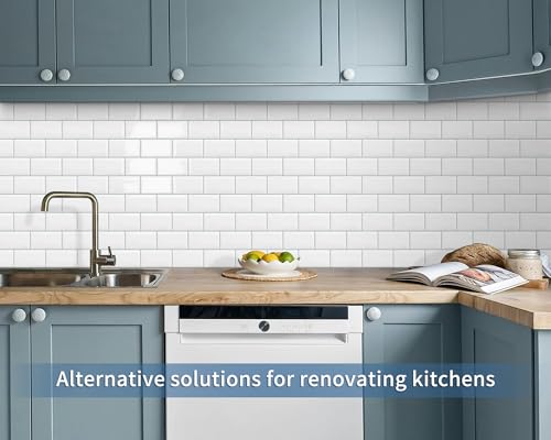 White Peel and Stick Backsplash Subway Tile for Kitchen 10 Sheet - color: White