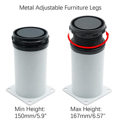 Set of 4 Adjustable Stainless Steel Furniture Legs 6 Inch White - color: White, size: 6 inch