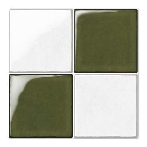 10 Sheets Thicker Design Peel and Stick Backsplash, 3D Self Adhesive Peel and Stick Wall Tile Backsplash for Kitchen, Bathroom, 12"x12", White and Green - color: White and Green