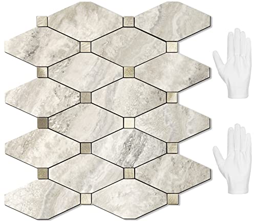STICKGOO 10 Sheets Peel and Stick Backsplash, Beige - color: Matte Beige Mixed Metal