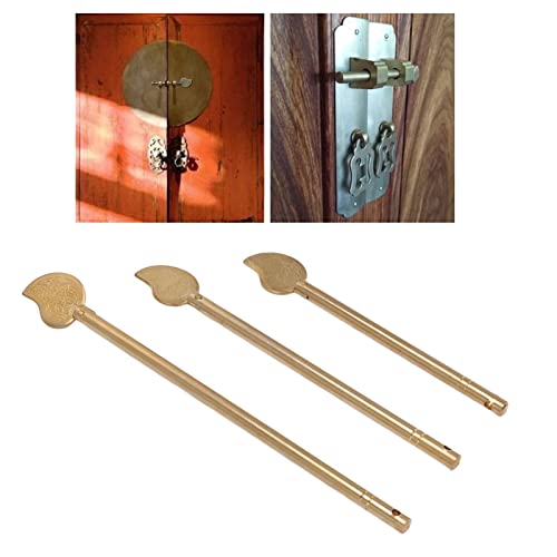 Fdit 3PCS Chinese Leaf Bolt Locking Pin, Cabinet Key Leaf Shaped Retro Cabinet Locking Pin Brass for Home Furniture