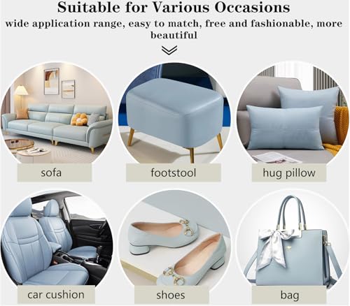 CDY Marine Vinyl Faux Leather: Soft Waterproof Faux Leather Fabric 54"x 36" - color: Light Blue