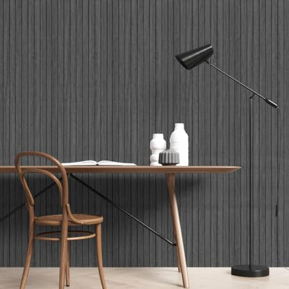 Peel and Stick Slat Wall Panel 15.75" X 118" PVC Self-Adhesive for Walls - color: Dark Gray 15.7 x 118in