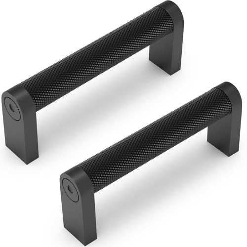 30 Pack Matte Black Cabinet Pulls knurled 3 Inch Hole Centers Kitchen Cabinet Handles Black Drawer Pulls Dresser Handles - color: Matte Black, size: 3'' Hole Center(76mm)