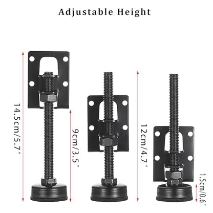 OwnMy 4PCS Adjustable Furniture Leveling Feets L Shaped Furniture Levelers - size: 4.7"H-Black