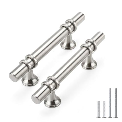 Rergy 10 Pack 3 Inch Hole Center Brushed Nickel Cabinet Pulls Kitchen Pulls - color: Brushed Nickel, size: 3in Hole Center(76mm)