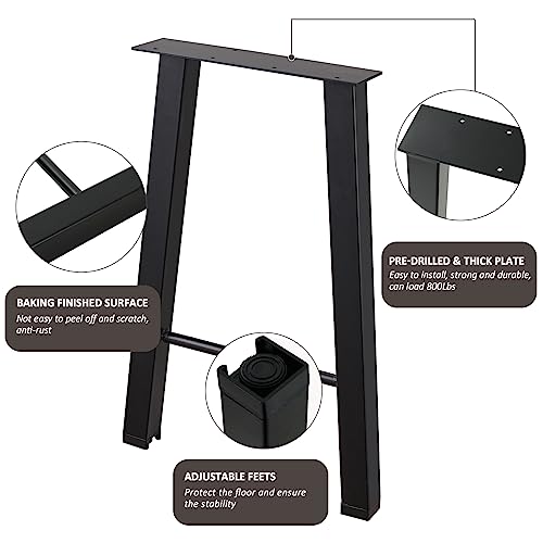 ALLCOS 22 Inch Metal Coffee Table Legs Bench Legs Heavy Duty Table Legs DIY Project for Coffee Table, Workbench, Black, Set of 2 - size: 22 Inch