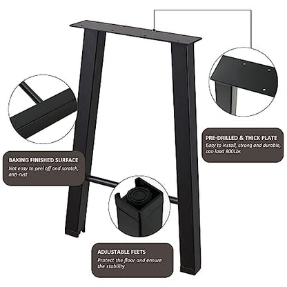 ALLCOS 22 Inch Metal Coffee Table Legs Bench Legs Heavy Duty Table Legs DIY Project for Coffee Table, Workbench, Black, Set of 2 - size: 22 Inch