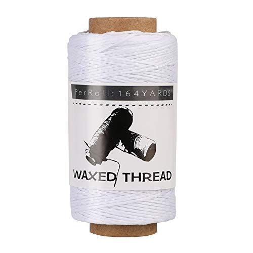 Jupean Waxed Thread for Leather Threads Bleached Thread Leather String Cord - color: White