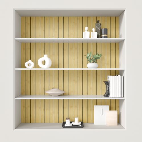 CHIHUT Natural Bamboo Faux Wood Grain Peel and Stick Wood Slat Wall Panels 12"x79" Acoustic Flexible Thick 3D Foam Wood Paneling for Kitchen Island Textured Renter Friendly Wall Covering Panels - color: Natural Bamboo-12"x79"