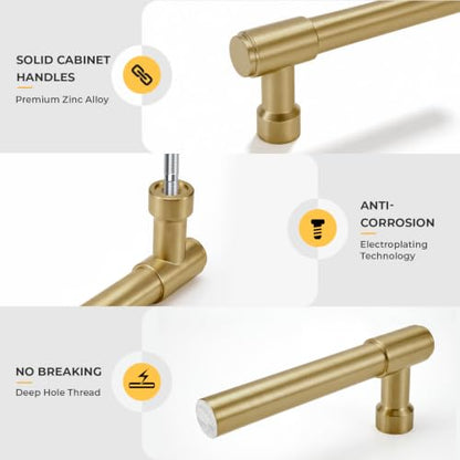 Goldenwarm 10 Pack 5 Inch Champagne Bronze Cabinet Pulls Modern Kitchen & Bathroom Hardware Heavy Duty Zinc Alloy Drawer Handles with Complete Screw Kit Consistent Finish for Whole-Home Renovations - color: Champagne Bronze, size: 5 Inches Hole Center