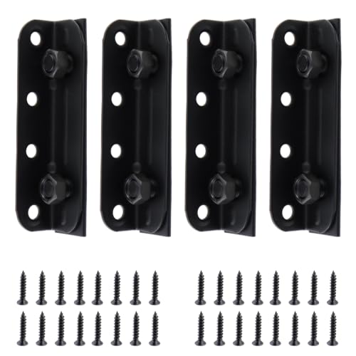 4 Pack Black Bed Rail Brackets, 4-1/3" x 1"