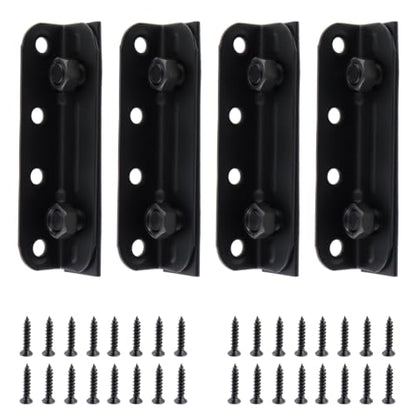 4 Pack Black Bed Rail Brackets, 4-1/3" x 1"