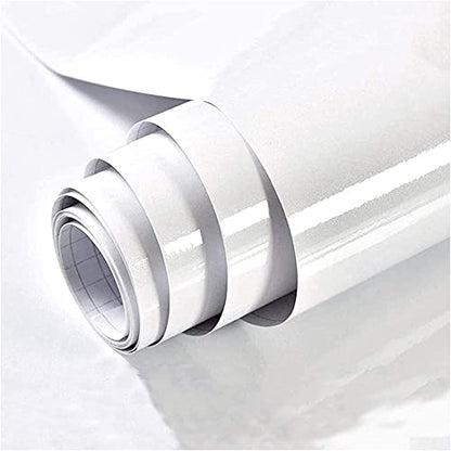 White Contact Paper Glossy Shiny Peel and Stick Wallpaper for Countertops - color: White, size: 17.7" x 118"