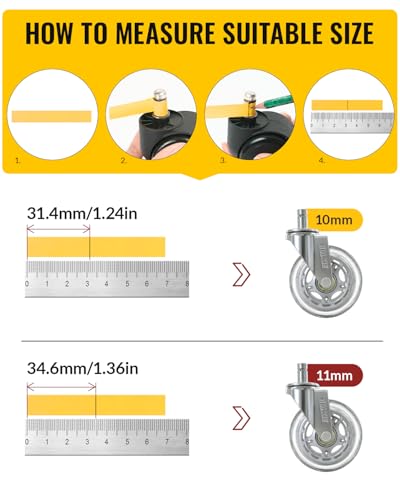 HOLKIE Office Chair Wheels Universal Fit Lounge Chair Silver - color: Silver