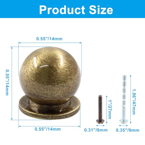 Jiozermi 4 Pack Mini Round Solid Brass Knobs, 5/9 Inch, Bronze - color: Bronze, size: 5/9 Inch(14mm)