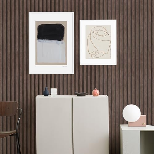 Yun-aeon Natural Wood - Dark Brown Slats Peel and Stick Wallpaper for Wall - color: Dark Brown, size: 17.3" x 160"