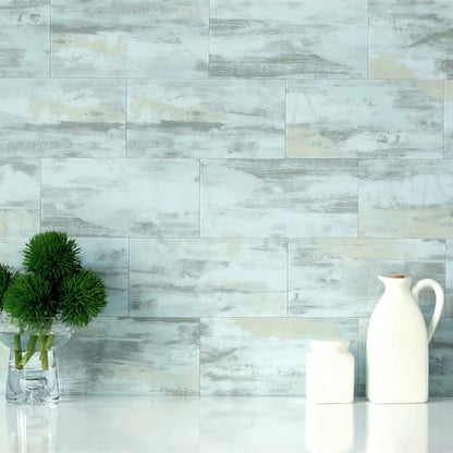BeNice Peel and Stick Tile Backsplash Bathroom Califonia Blue 23pcs - color: Califonia blue