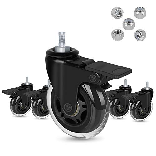 Hirate 3 inch Lockable Caster with 5/16"-18UNC Threaded Stem Swivel Wheels - size: 3"