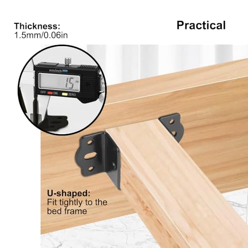 TopHomer 4 Pcs Heavy Duty Bed Rail Fittings Cold Rolled Steel U-Shape Bed Supporters Hardware Thickening Bed Frame Bracket for Headboards, Footboards, Bed Frames(35mm/1.38in) - size: 35mm/1.38in