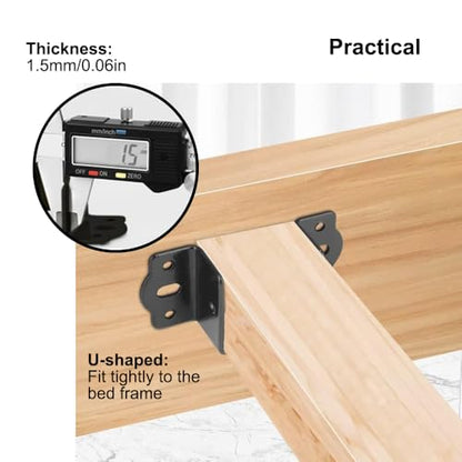 TopHomer 4 Pcs Heavy Duty Bed Rail Fittings Cold Rolled Steel U-Shape Bed Supporters Hardware Thickening Bed Frame Bracket for Headboards, Footboards, Bed Frames(35mm/1.38in) - size: 35mm/1.38in