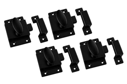 QCAA Traditional Large Oval Turn Cabinet Latch, Solid Brass, 2", for Cupboard & Other Furniture, Matte Black, 4 Pack, Made in Taiwan - color: Matte Black, size: 4 Pack