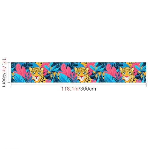 HOMETITUTE Tropical Leopard Peel and Stick Wallpaper 118.1 x 17.7 Inch - color: Tropical Leopard Face