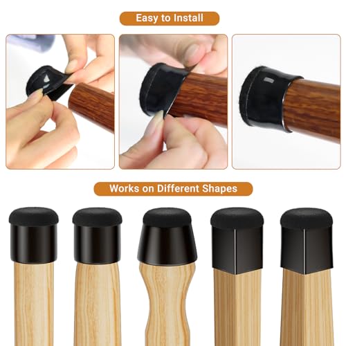 24 PCS Silicone Chair Leg Floor Protectors Large (1.3"-1.4") Rubber Felt Furniture Pads Chair Legs Caps/Covers for Hardwood Floors, Tile from Scratches & Reduce Noise - Round, Black - size: Large (1.3"-1.4")
