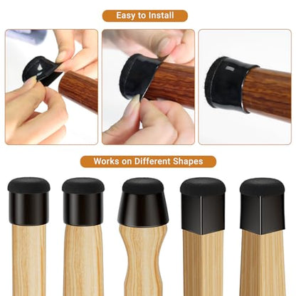 24 PCS Silicone Chair Leg Floor Protectors Large (1.3"-1.4") Rubber Felt Furniture Pads Chair Legs Caps/Covers for Hardwood Floors, Tile from Scratches & Reduce Noise - Round, Black - size: Large (1.3"-1.4")