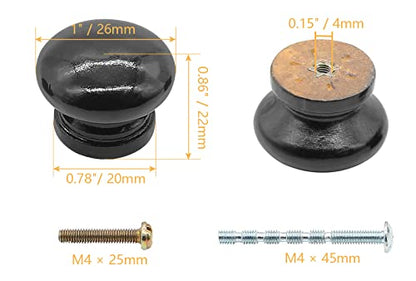 Wood Drawer Knobs, 1 Inch, Black, Mushroom Shape, 8PCS - color: Black, size: 1"/(8pcs)