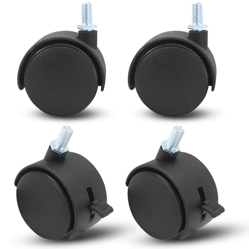 Murtenze 2 Inch Black Plastic Stem Casters Set of 4 - style: 2 Inch Stem(2 with Brake,2 with No Brake)