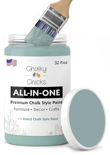 Chalky Chicks Stormy Seas 32 Fl Oz Chalk Paint for Furniture All in One - color: Stormy Seas (Light Blue), size: 32 Fl Oz (Pack of 1)
